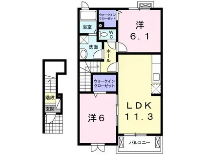 セイバリー ヒル(2LDK/2階)の間取り写真