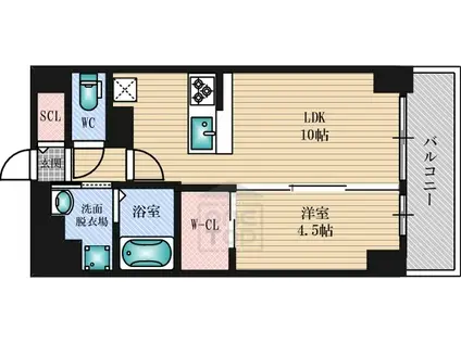 フランディル・オーラ江坂(1LDK/1階)の間取り写真