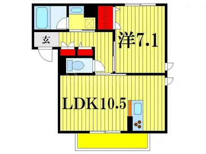 シュタインズ ゲート(1LDK/1階)の間取り写真