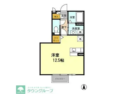 フェリーチェ(ワンルーム/2階)の間取り写真