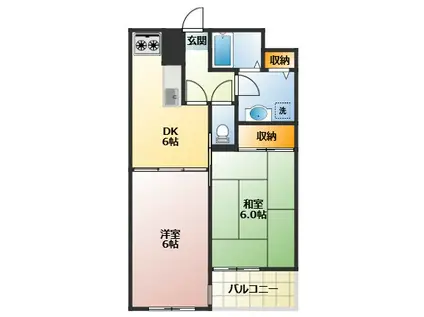 ラポールヤマミツ(2DK/3階)の間取り写真