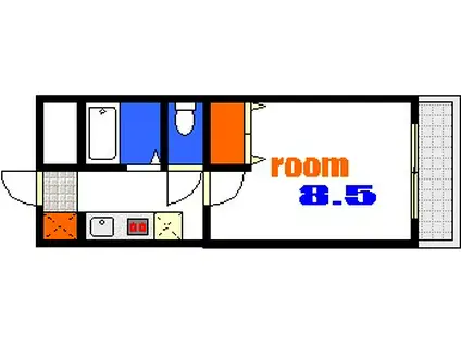 フラッティK&S(1K/4階)の間取り写真