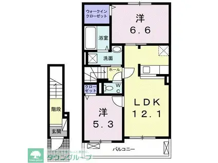 プレッソII(2LDK/2階)の間取り写真
