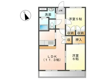 プレイス エリエゼル(2LDK/2階)の間取り写真