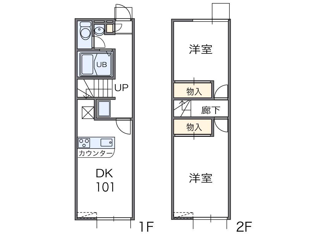 レオパレスゼスト(2DK/1階)の間取り写真