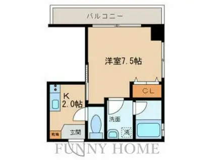 ザ・テレス下馬(1K/3階)の間取り写真