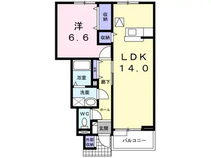 ピュアパレスII(1LDK/1階)の間取り写真