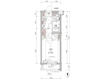 ARCOBALENO UMEYASHIKI(1K/1階)の間取り写真