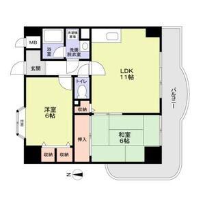 フローリッシュ北田(2LDK/8階)の間取り写真