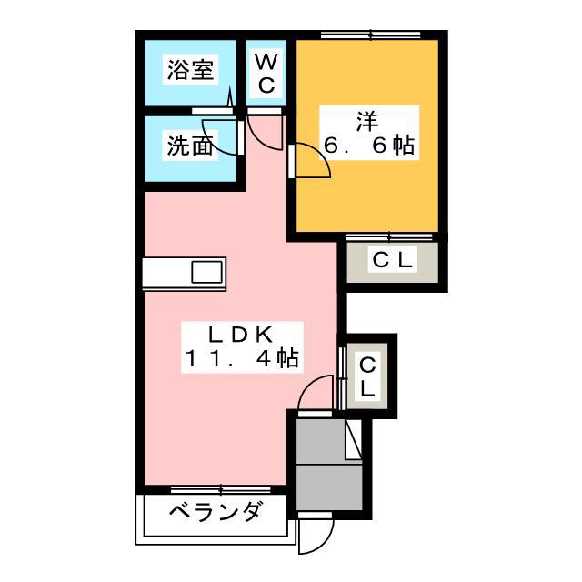 エクシードI(1LDK/1階)の間取り写真