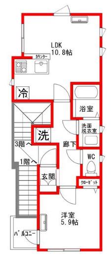 エスケンプランドール(1LDK/2階)の間取り写真