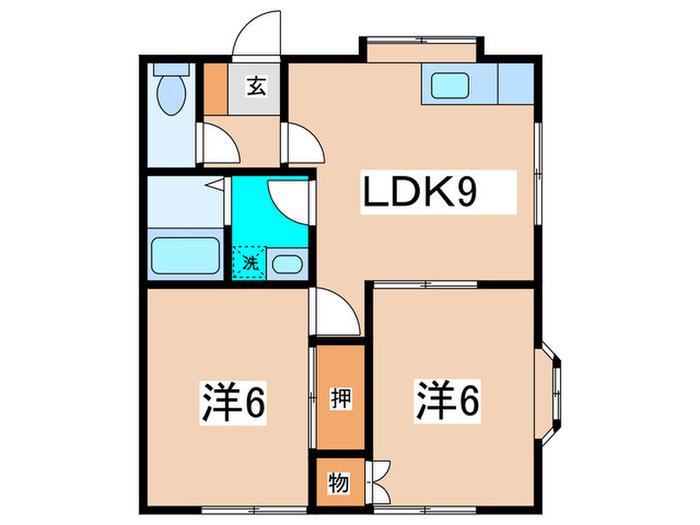 ハッピーハイツ(2LDK/1階)の間取り写真