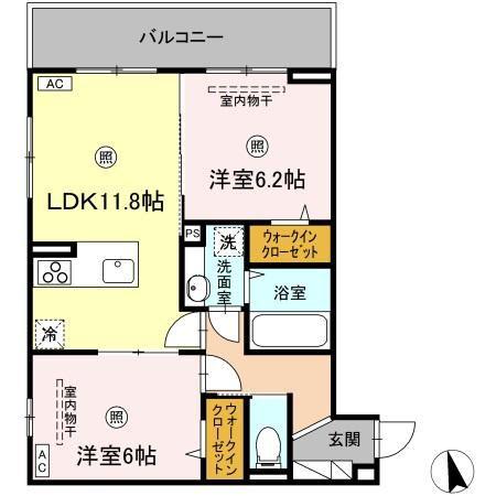 ガット フェリーチェ(2LDK/3階)の間取り写真