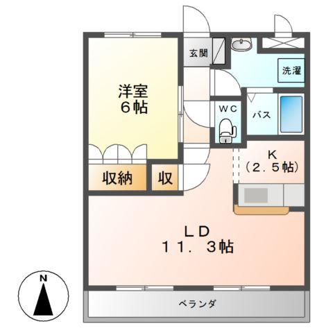 MILKY WAY(1LDK/2階)の間取り写真