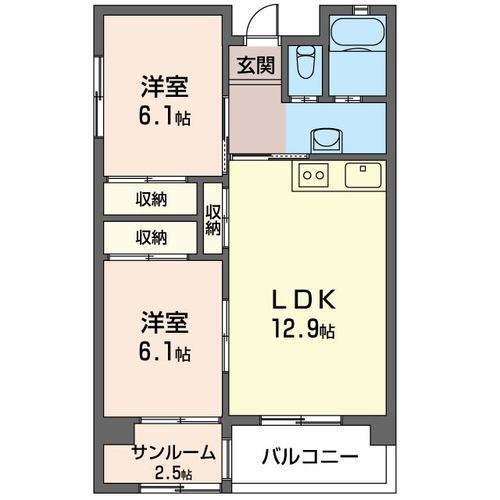 幸久ビル(2LDK/2階)の間取り写真