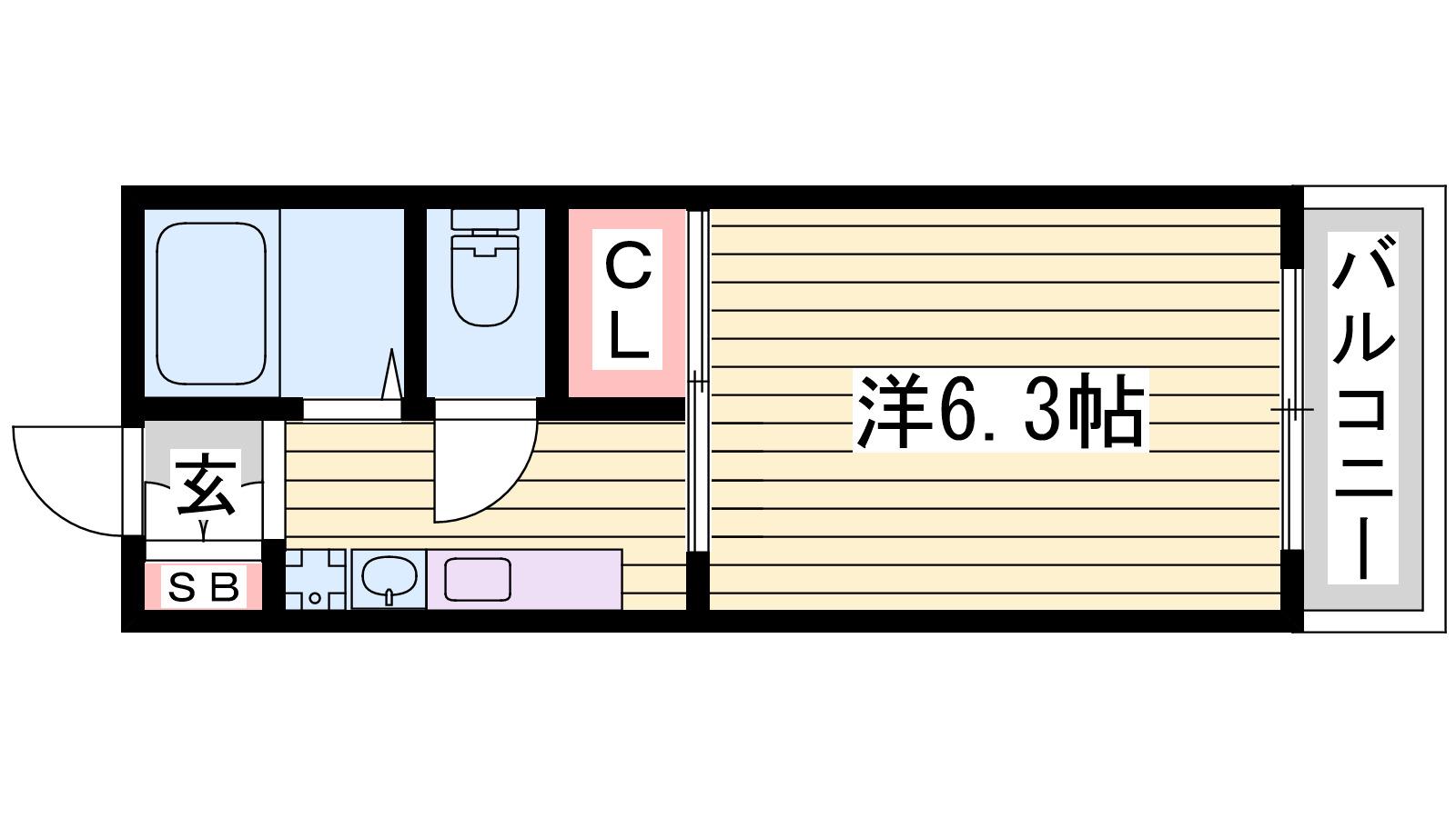 FLAT福井A棟(1K/3階)の間取り写真