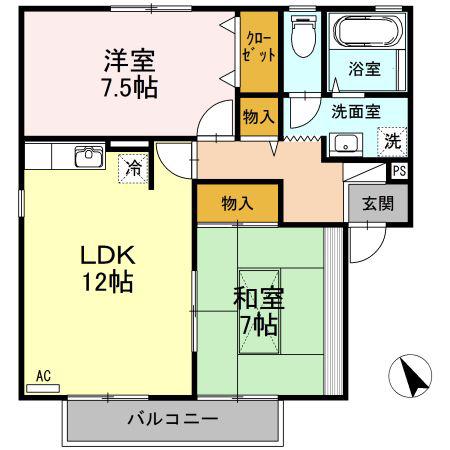 スプランドゥール A棟(2LDK/1階)の間取り写真