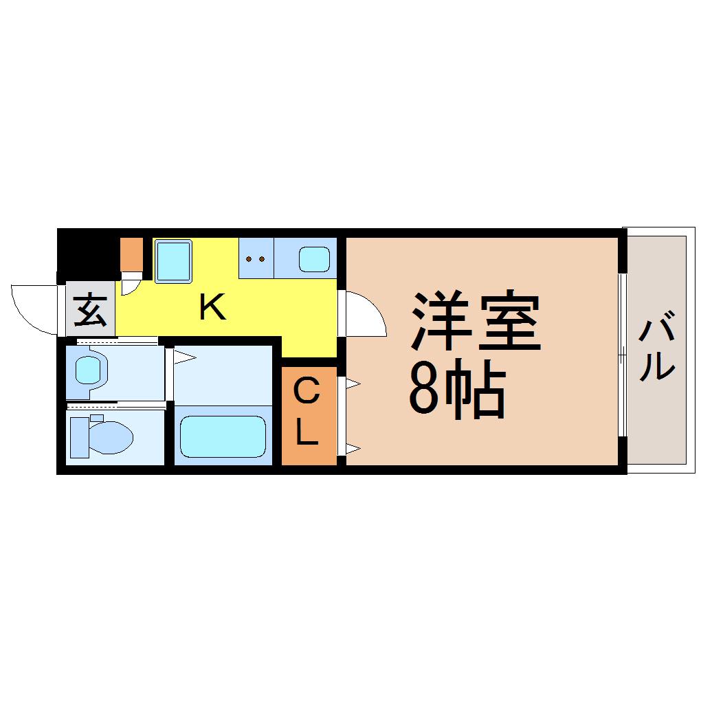 レジデンス名古屋吹上(1K/4階)の間取り写真