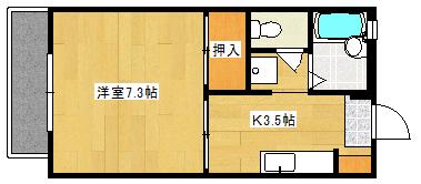 セフィラSSK A棟(1K/2階)の間取り写真
