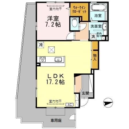 HARTS DALE(1LDK/1階)の間取り写真