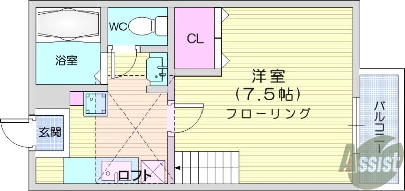 Kハウス伍番館(1K/2階)の間取り写真