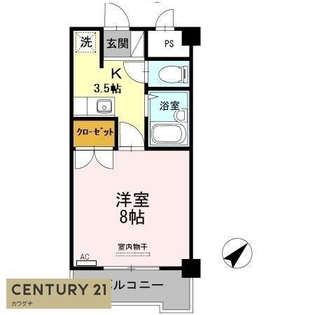 マンション 杏明館(1K/1階)の間取り写真