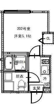 ZENITH 平井(1K/2階)の間取り写真