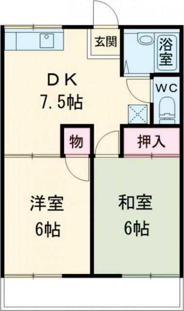 ベルグラン石井(2DK/2階)の間取り写真