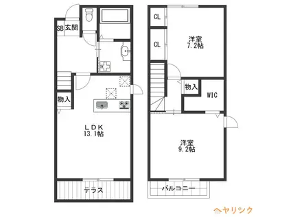 メゾリエ桜(2LDK/1階)の間取り写真