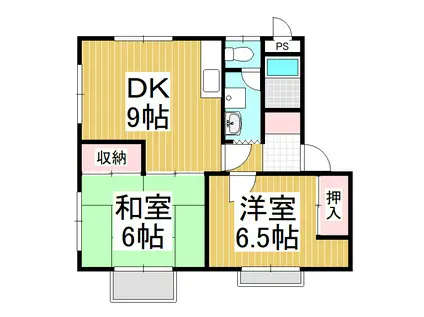 グリーンヒル村上 A棟(2DK/1階)の間取り写真