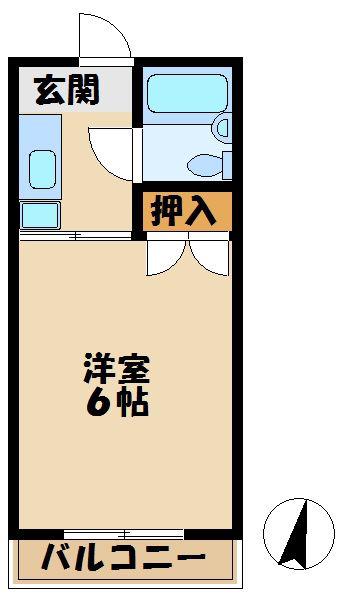 ハイツ小野路(1K/3階)の間取り写真