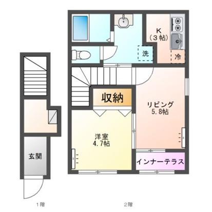 HALELEA・AOBA(2K/2階)の間取り写真
