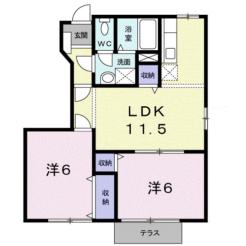 メゾン・ド・ケイA(2LDK/1階)の間取り写真