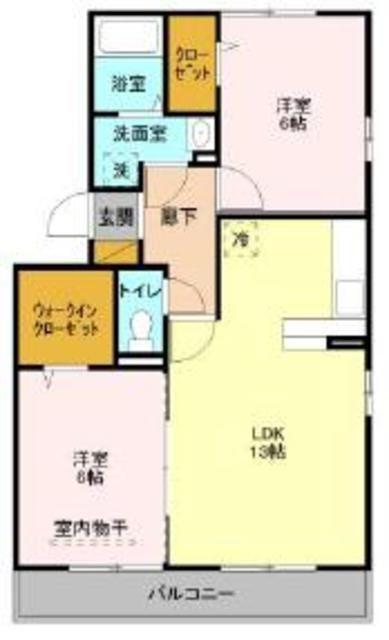 リバーパーク蒲生A(2LDK/1階)の間取り写真