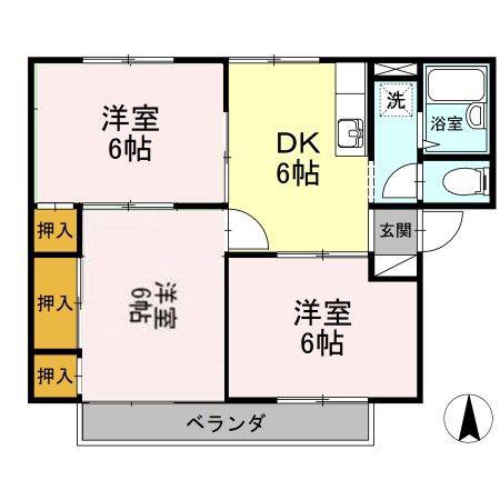エレガンスレピュート(3DK/2階)の間取り写真