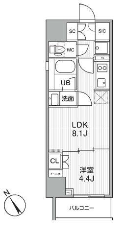 グランエール西日暮里ノース(1LDK/4階)の間取り写真