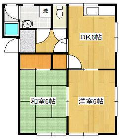 ヴィラ T(2DK/2階)の間取り写真