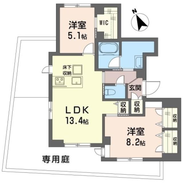 ヴィラビアンカ1(2LDK/1階)の間取り写真