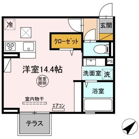 KENTA金田西(ワンルーム/1階)の間取り写真