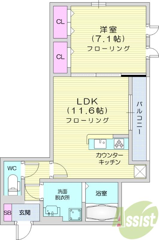 DーROOM MIYAMACHI3(1LDK/2階)の間取り写真
