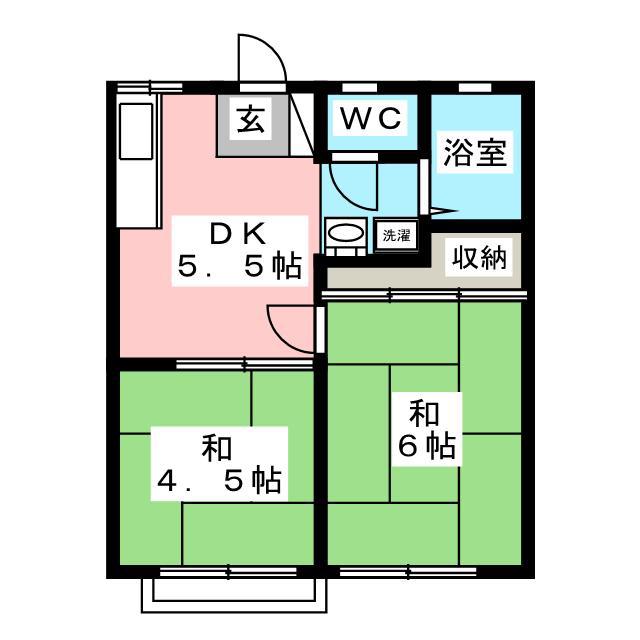 岡本コーポB(2DK/1階)の間取り写真