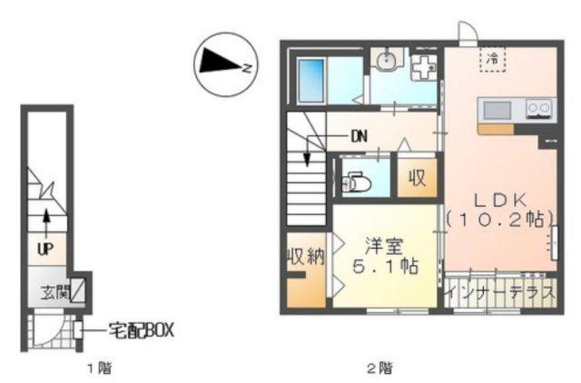 リファインド レジデンス(1LDK/2階)の間取り写真
