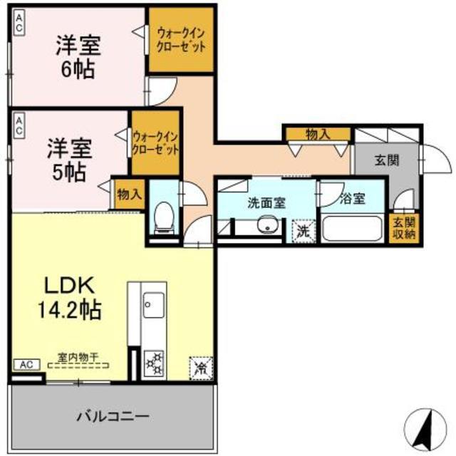 DIOSPERSIMMON長泉 II棟(2LDK/3階)の間取り写真