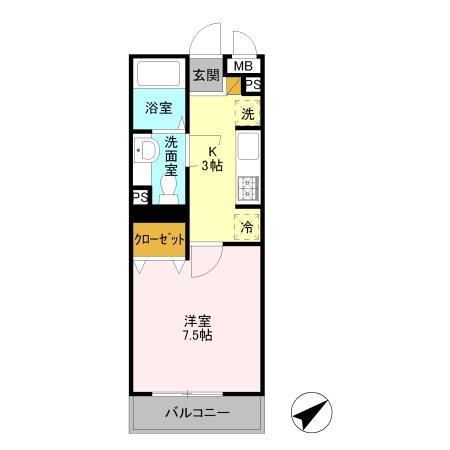 リバーハイツ幕張(1K/1階)の間取り写真