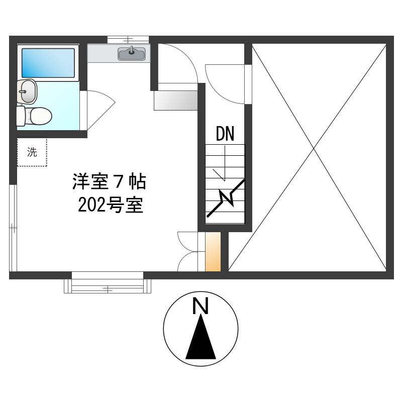 ハイム若草(ワンルーム/2階)の間取り写真