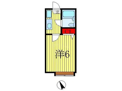 シャンブル綾瀬E(1K/1階)の間取り写真