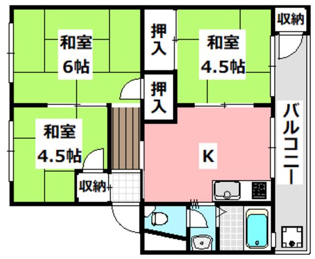 第一コーポ藤本(3K/1階)の間取り写真