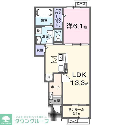 グラン ポルトI(1LDK/1階)の間取り写真