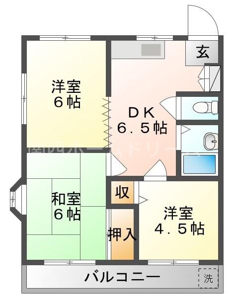 北野ハイツ(3DK/2階)の間取り写真