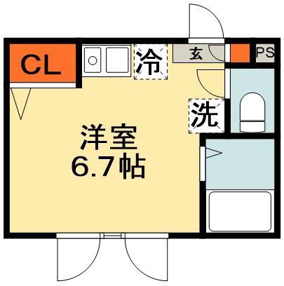 スターハイツ(ワンルーム/2階)の間取り写真